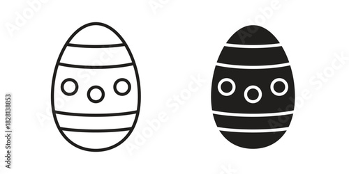 Easter egg icons. Black and White Vector Icons. can be used web and mobile