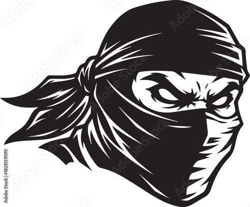 Covert Ninja Assassin Head with Bandana Mask