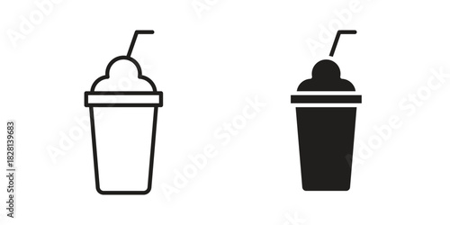 Frappuccino icons. Black and White Vector Icons. can be used web and mobile