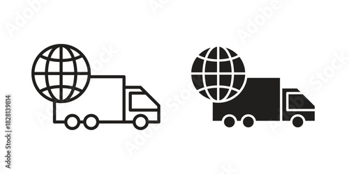 Global Logistic icons. Black and White Vector Icons. can be used web and mobile
