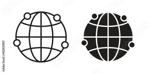 Global networking icons. Black and White Vector Icons. can be used web and mobile