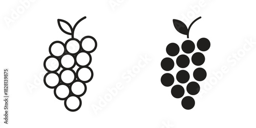 Grape icons. Black and White Vector Icons. can be used web and mobile