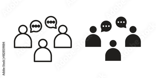 Group discussion icons. Black and White Vector Icons. can be used web and mobile