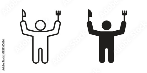 Hungry human icons. Black and White Vector Icons. can be used web and mobile