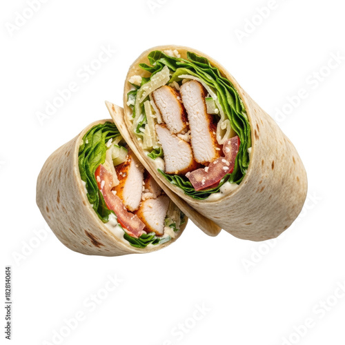 Delicious Chicken Caesar Wrap Healthy Lunch Food Photography