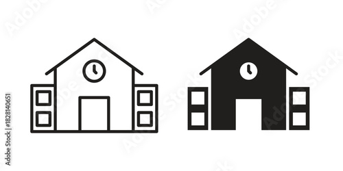 Institute icons. Black and White Vector Icons. can be used web and mobile
