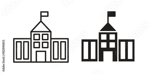 Institution icons. Black and White Vector Icons. can be used web and mobile