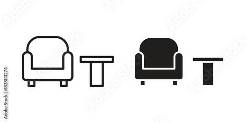 Lounge icons. Black and White Vector Icons. can be used web and mobile