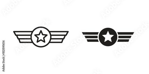 Militar Insignia icons. Black and White Vector Icons. can be used web and mobile