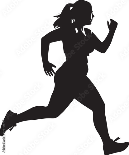 Vector silhouette of a full-figured woman running, an icon for exercise and a healthy lifestyle