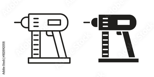 Nail gun icons. Black and White Vector Icons. can be used web and mobile