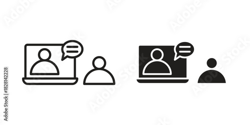 Online coaching icons. Black and White Vector Icons. can be used web and mobile