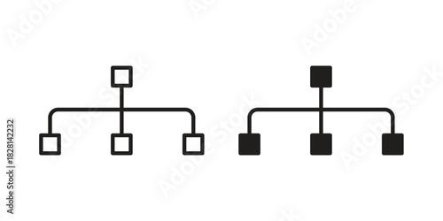 Organization chart icons. Black and White Vector Icons. can be used web and mobile