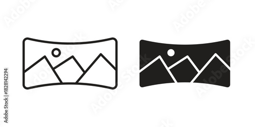 Panoramic view icons. Black and White Vector Icons. can be used web and mobile