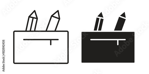 Pencil box icons. Black and White Vector Icons. can be used web and mobile
