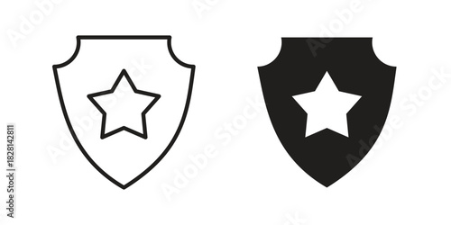 Police badge icons. Black and White Vector Icons. can be used web and mobile