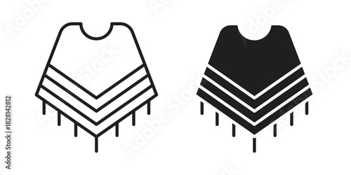 Poncho icons. Black and White Vector Icons. can be used web and mobile