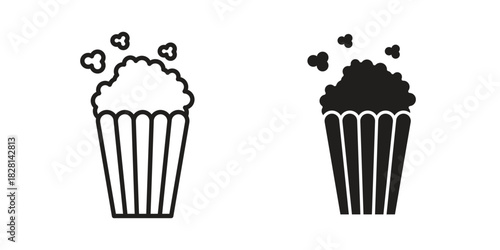 Popcorn icons. Black and White Vector Icons. can be used web and mobile