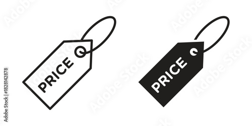 Price tag icons. Black and White Vector Icons. can be used web and mobile