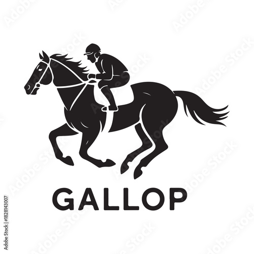 Galloping Horse Silhouette Vector Logo Design