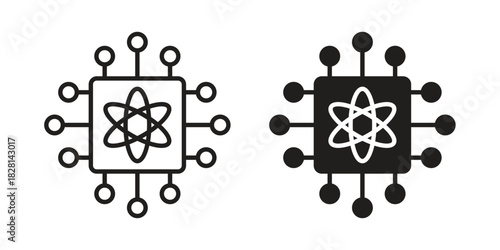 Quantum computing icons. Black and White Vector Icons. can be used web and mobile