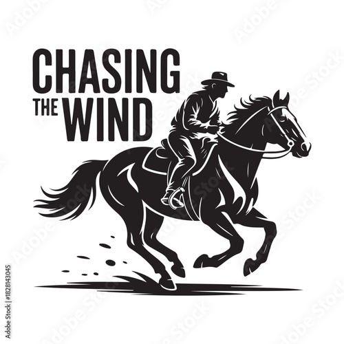 Chasing the Wind Western Cowboy Silhouette Vector