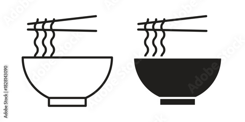 Ramen icons. Black and White Vector Icons. can be used web and mobile