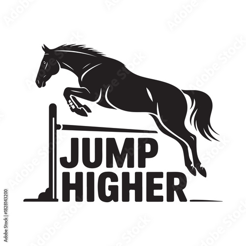 Jump Higher Horse and Rider Silhouette Vector