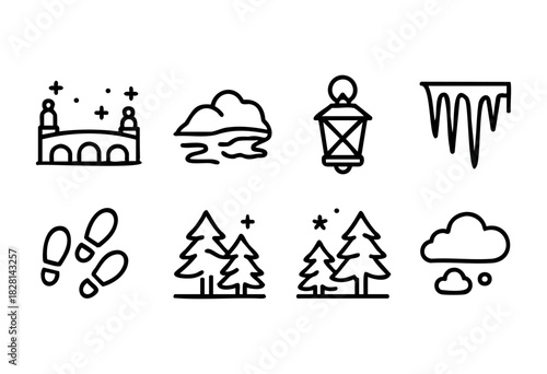 A clear representation of nature and city features, including trees, clouds, bridges, and footprints. The design captures the harmony between urban environments and nature