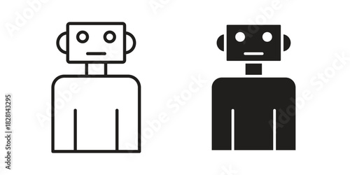Robot assistant icons. Black and White Vector Icons. can be used web and mobile