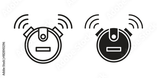 Robot vacuum cleaner icons. Black and White Vector Icons. can be used web and mobile
