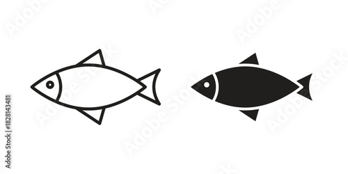 Sardine icons. Black and White Vector Icons. can be used web and mobile