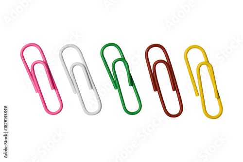 Colorful Paper Clips on Transparent Background