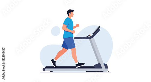 Young man in sportswear running on a treadmill during a cardio workout session to maintain a healthy and active lifestyle.