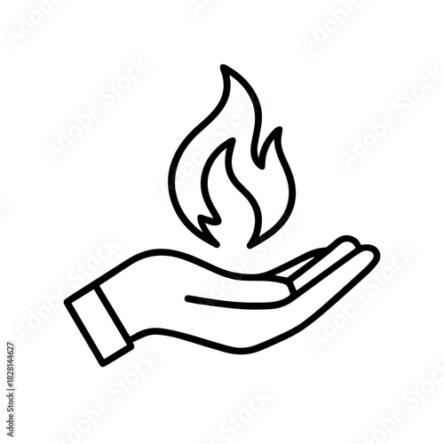 hand holding fire vector line icon on a white background
Vector line icon on a white background