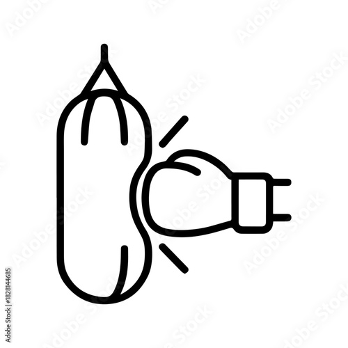 punching bag with a boxing glove vector line icon on a white background
Vector line icon on a white background