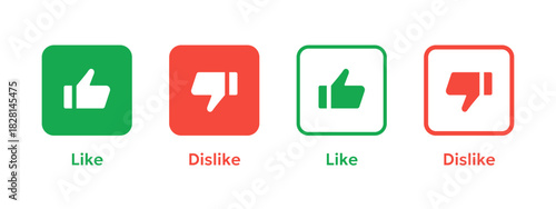 Like and dislike icon. Simple thumbs for approval and rejection symbol. Clean rating elements for UI and social feedback vector. Modern choice markers for apps sign. User reaction concept pictogram.