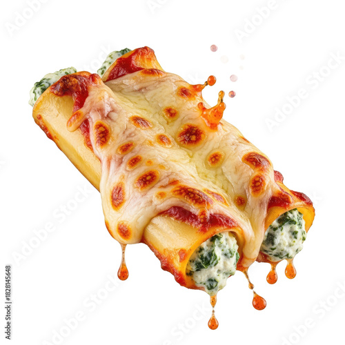Cannelloni pasta with melted cheese and tomato sauce