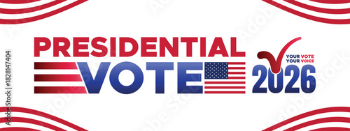 Presidential Vote 2026 Banner with Clean Patriotic Theme and Bold Text Style