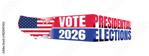 Vote 2026 Presidential Elections Banner with Curved Flag and Bold Typography