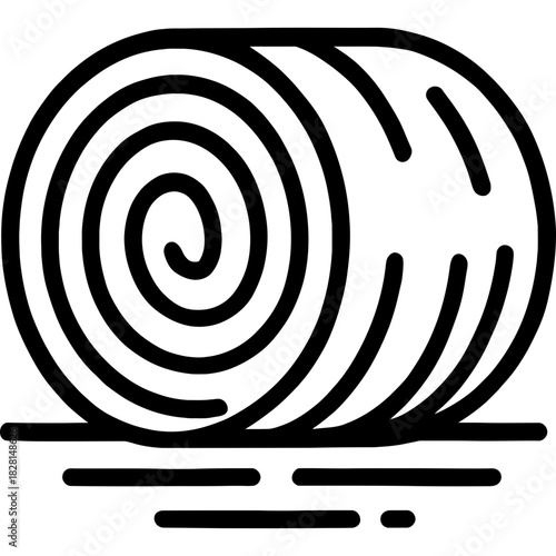 Round hay bale outline icon vector