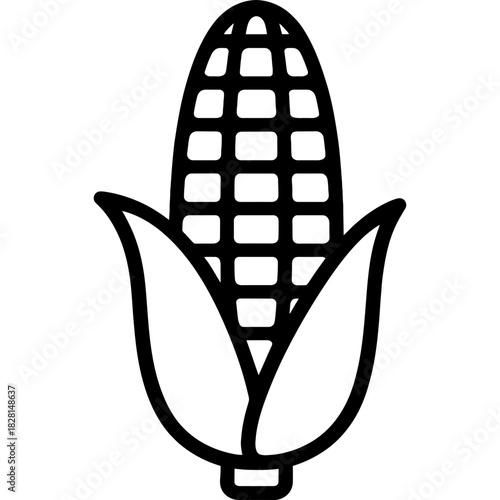 Corn cob agriculture outline icon vector