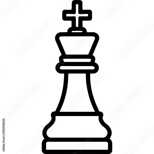 Chess king piece outline icon vector