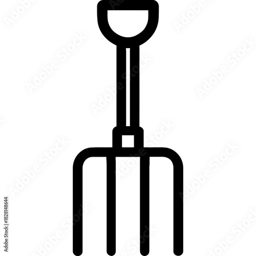 Pitchfork farming tool outline icon vector