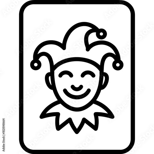 Joker card outline icon vector