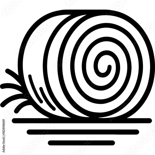 Round hay bale outline icon vector