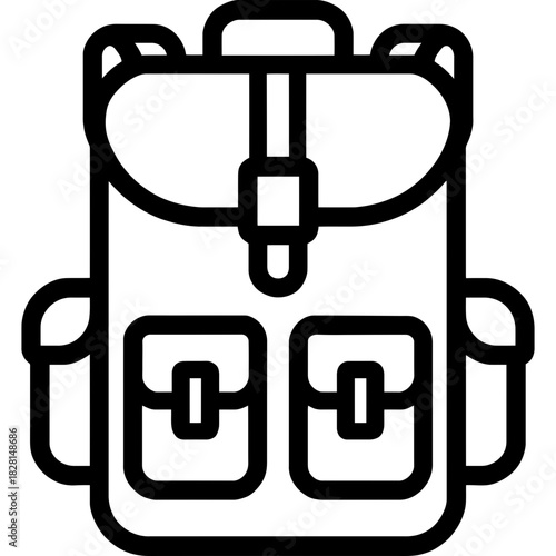Military backpack outline icon vector