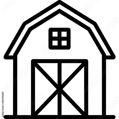 Barn farm building outline icon vector