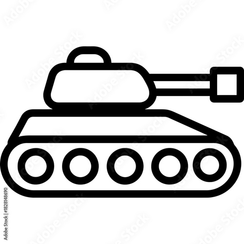 Tank military vehicle outline icon vector