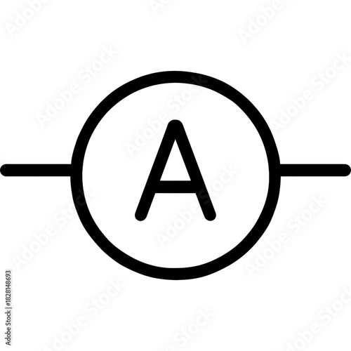 Ammeter symbol outline icon vector